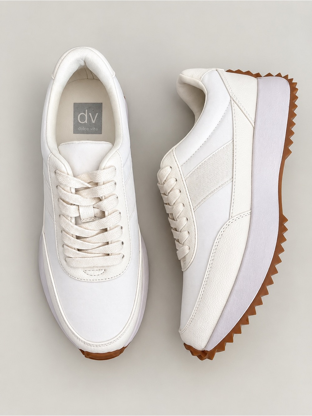 DV DOLCE VITA Breela White Platform Gum Sole Sneakers